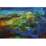 Kevin Chapman, 3 mixed media works on paper, landscapes, signed, 32 x 44cm