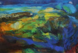 Kevin Chapman, 3 mixed media works on paper, landscapes, signed, 32 x 44cm