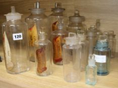 A collection of fifteen chemist's jars