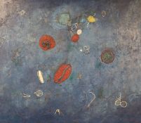 Celia Bres, oil and mixed media on canvas, 'Aquatic Flora', signed, 69 x 80cm