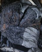 A Victorian beaded and black silk dress and top