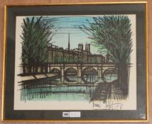 Bernard Buffet (French 1928-1999), 'On the Seine', with printed signature lower right, 'Bernard