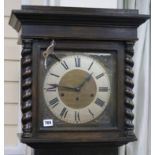 A 1920's oak chiming longcase clock H.189cm