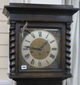 A 1920's oak chiming longcase clock H.189cm