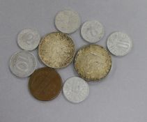 A collection of 19th and 20th century mixed coins, together with three medieval hammered coins