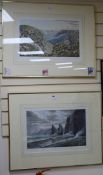 Eugene Von Guernard, pair of coloured lithographs, Weatherboard Fall, NSW and South End Tasmans