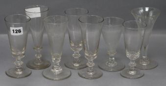 Eight 18th century glasses tallest 16cm