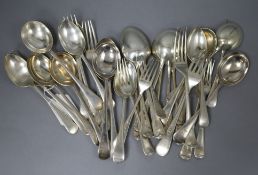 A mixed part canteen of 20th century Old English pattern flatware, various dates and makers,