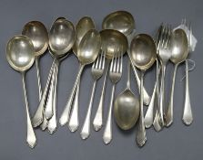 A part canteen of 1920's silver flatware by Mappin & Webb, 40.5 oz.
