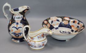 A Masons ironstone toilet set and a jug tallest 21cm