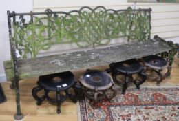 A Victorian cast iron garden bench W.190cm