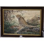 William S. De Beer, oil on canvas, Cheetah with a gazelle, signed, 50 x 75cm