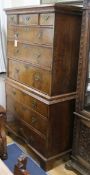 Georgian oak and walnut chest on chest W.100cm