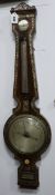 Rosewood and mother of pearl inlaid wheel barometer W.25cm