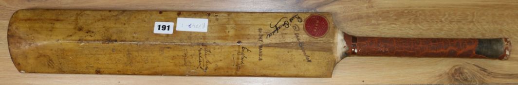 A Victory Special bat, signed by William Oldfield and others