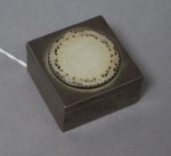 An Edwardian silver square counter box, with pierced inset mother of pearl lid, Deakin & Francis,