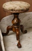 A rosewood revolving piano stool W.43cm