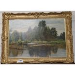 D.Collier, oil on canvas, river landscape, signed, 35 x 50cm