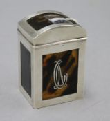 An Edwardian silver and tortoiseshell playing card box, containing two original packs, Grey & Co,
