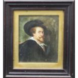 After Van Dyke, oil on ivory, miniature of a gentleman, 6 x 5cm