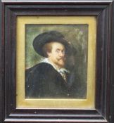 After Van Dyke, oil on ivory, miniature of a gentleman, 6 x 5cm