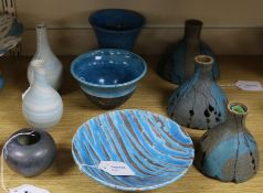 Sheila Fournier (1930-2001), a set of three graduated stoneware bowls and a small collection of