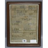 A late 18th century sampler dated 1772 worked by Elizabeth Berry 31 x 21cm