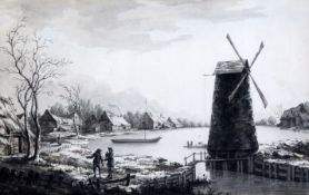 Mary Mitford c.1770pen, ink and watercolourFigures in discussion beside a windmill9 x 12.75in.