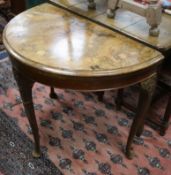 A walnut Victorian marquetry top card table W.85cm