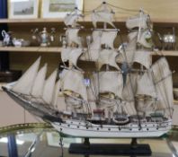 A model square rigger, on stand length 78cm