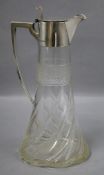 An Edwardian silver mounted claret jug, William Hutton & Sons, Birmingham, 1904, 27cm.
