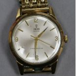 A gentleman's 1960's Tudor Royal 9ct? gold wrist watch on a gilt metal strap, with Tudor box.