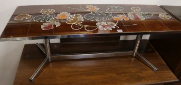 A 1960's tile top coffee table W.123cm