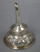 A George III silver wine funnel, with later embossed decoration, London, 1790, 10.5cm.