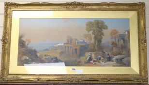 Thomas Charles Leeson Rowbotham, watercolour, View along the Amalfi coast, signed and dated 1874, 37