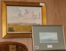 Margaret Booth, oil, The Ouse valley and The Isle of Eigg