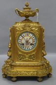 A 19th century French ormolu mantel clock height 37cm