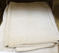 Six embroidered French Provincial linen sheets