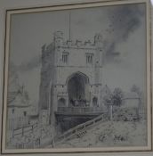 Attributed to Charles W. Fothergill (1838-1903)pencil, black and white chalkThe Gateway, Kings Lynn,