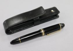 A Mont Blanc Meisterstuck no.149 fountain pen with black leather slip case
