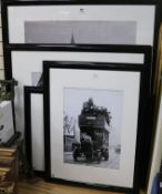 5 black and white photographic reprints, largest 100 x 76cm