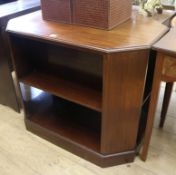 A mahogany four sided open shelved bookcase W.92cm