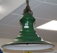 A 1930's railway lamp and shade base of shade diameter 60cm