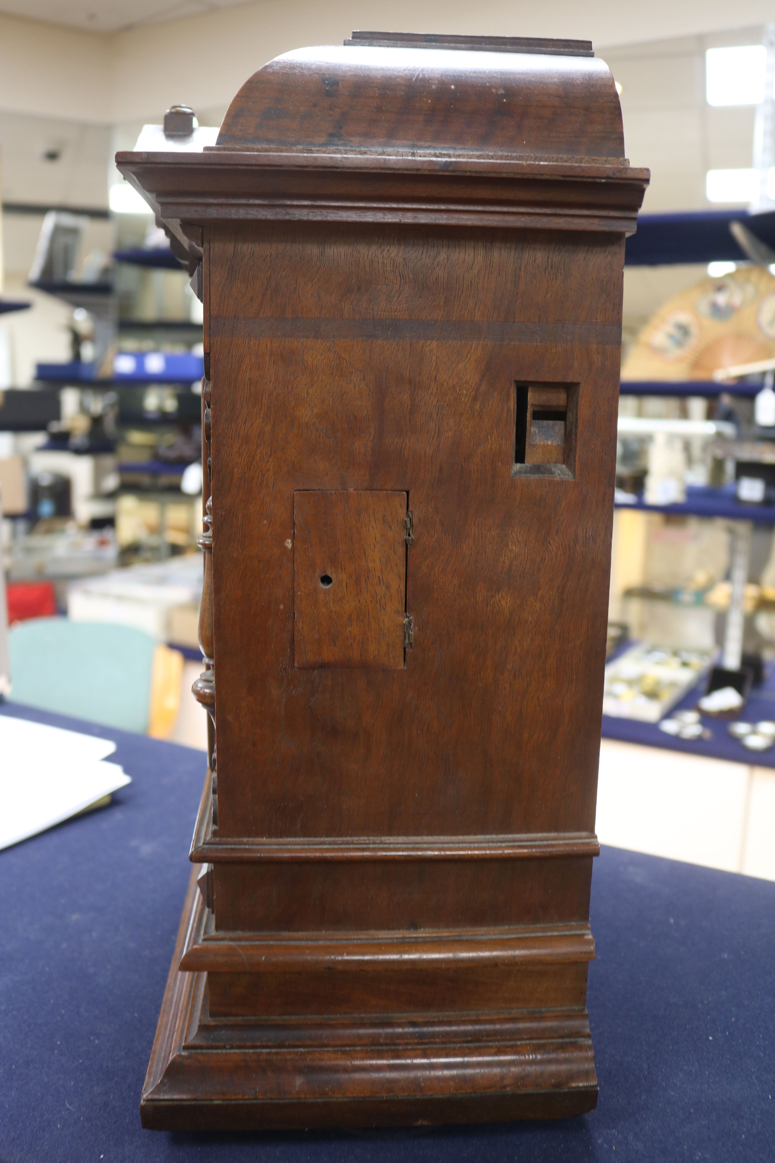 A late 19th century German mahogany cuckoo clock, of architectural form, the cuckoo appearing - Image 5 of 12