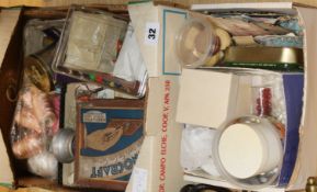 A collection of sewing ephemera, cottons, needlecases, etc.