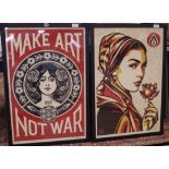 Shepard Fairey, 2 posters, Make Art not War and Natural Spring, 90 x 60cm