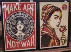 Shepard Fairey, 2 posters, Make Art not War and Natural Spring, 90 x 60cm