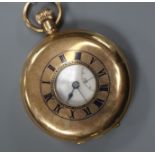 A 1920's JW Benson 9ct gold keyless half hunter pocket watch.