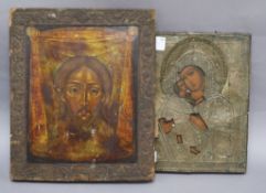 Two painted icons largest 32 x 27cm