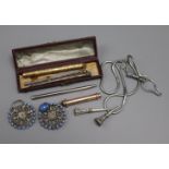 Assorted items including gold, gold overlay and silver pencils etc.
